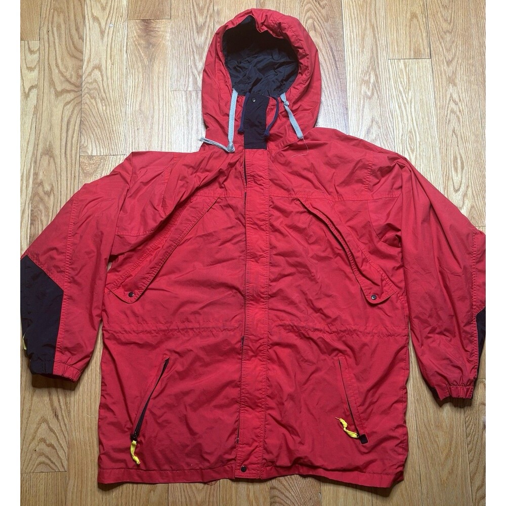 Vintage Marlboro Adventure Team Jacket Mens Large Red Black Hooded Parka Nylon